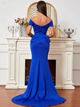 Off Shoulder Blue Mermaid Prom Dress